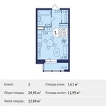 Планировка квартиры студии, 24,45 м2
