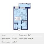 Планировка квартиры студии, 24,05 м2