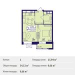 Планировка 1-комнатной квартиры, 34,52 м2