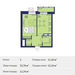 Планировка 1-комнатной квартиры, 33,79 м2