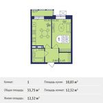 Планировка 1-комнатной квартиры, 33,75 м2