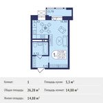 Планировка квартиры студии, 26,28 м2