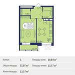 Планировка 1-комнатной квартиры, 33,07 м2