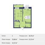 Планировка 1-комнатной квартиры, 33,68 м2