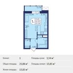 Планировка квартиры студии, 25,08 м2