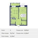 Планировка 1-комнатной квартиры, 33,27 м2
