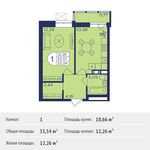 Планировка 1-комнатной квартиры, 33,34 м2