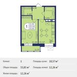 Планировка 1-комнатной квартиры, 33,85 м2