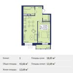 Планировка 1-комнатной квартиры, 42,66 м2
