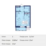 Планировка квартиры студии, 25,89 м2