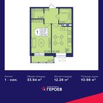 Планировка 1-комнатной квартиры, 33,94 м2