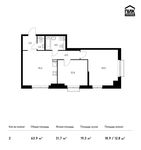 Планировка 2-комнатной квартиры, 63,9 м2