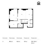 Планировка 3-комнатной квартиры, 88,4 м2