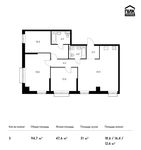 Планировка 3-комнатной квартиры, 94,7 м2