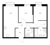 Планировка 2-комнатной квартиры, 55,3 м2