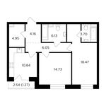 Планировка 2-комнатной квартиры, 70,3 м2