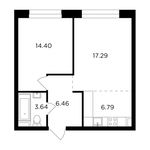 Планировка 2-комнатной квартиры, 48,58 м2