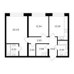 Планировка 2-комнатной квартиры, 54,8 м2