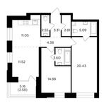 Планировка 3-комнатной квартиры, 82,2 м2