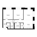 Планировка 3-комнатной квартиры, 75,86 м2