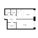 Планировка 1-комнатной квартиры, 54,88 м2