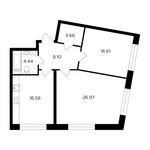 Планировка 2-комнатной квартиры, 76,36 м2