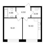 Планировка 1-комнатной квартиры, 48,58 м2