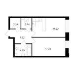 Планировка 1-комнатной квартиры, 54,88 м2