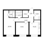 Планировка 2-комнатной квартиры, 73,68 м2