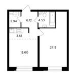 Планировка 2-комнатной квартиры, 51,93 м2