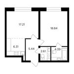 Планировка 2-комнатной квартиры, 54,8 м2