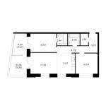 Планировка 3-комнатной квартиры, 90,87 м2