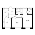 Планировка 2-комнатной квартиры, 69,01 м2