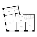 Планировка 3-комнатной квартиры, 109,48 м2
