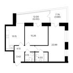 Планировка 2-комнатной квартиры, 75,9 м2
