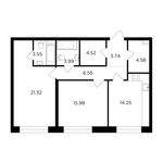 Планировка 2-комнатной квартиры, 78,48 м2