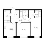 Планировка 2-комнатной квартиры, 72,01 м2
