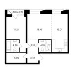 Планировка 2-комнатной квартиры, 74,16 м2