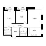 Планировка 3-комнатной квартиры, 73,34 м2