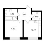 Планировка 1-комнатной квартиры, 52,28 м2