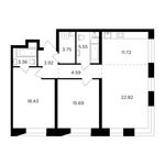 Планировка 3-комнатной квартиры, 89,83 м2