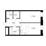 Планировка 1-комнатной квартиры, 55,7 м2