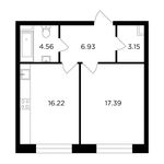 Планировка 1-комнатной квартиры, 48,25 м2