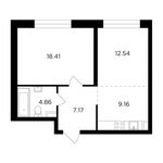 Планировка 2-комнатной квартиры, 52,14 м2