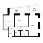 Планировка 2-комнатной квартиры, 75,9 м2
