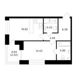 Планировка 1-комнатной квартиры, 52,94 м2