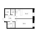 Планировка 1-комнатной квартиры, 55,57 м2