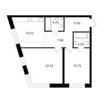 Планировка 2-комнатной квартиры, 75,81 м2