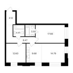 Планировка 3-комнатной квартиры, 75,23 м2