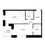 Планировка 1-комнатной квартиры, 52,94 м2